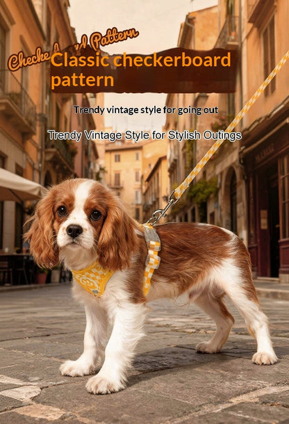 Coleira Peitoral Xadrez para Cães Peitoral Xadrez Estilo Colete para Cães Anti-Estrangulamento Anti-Fuga