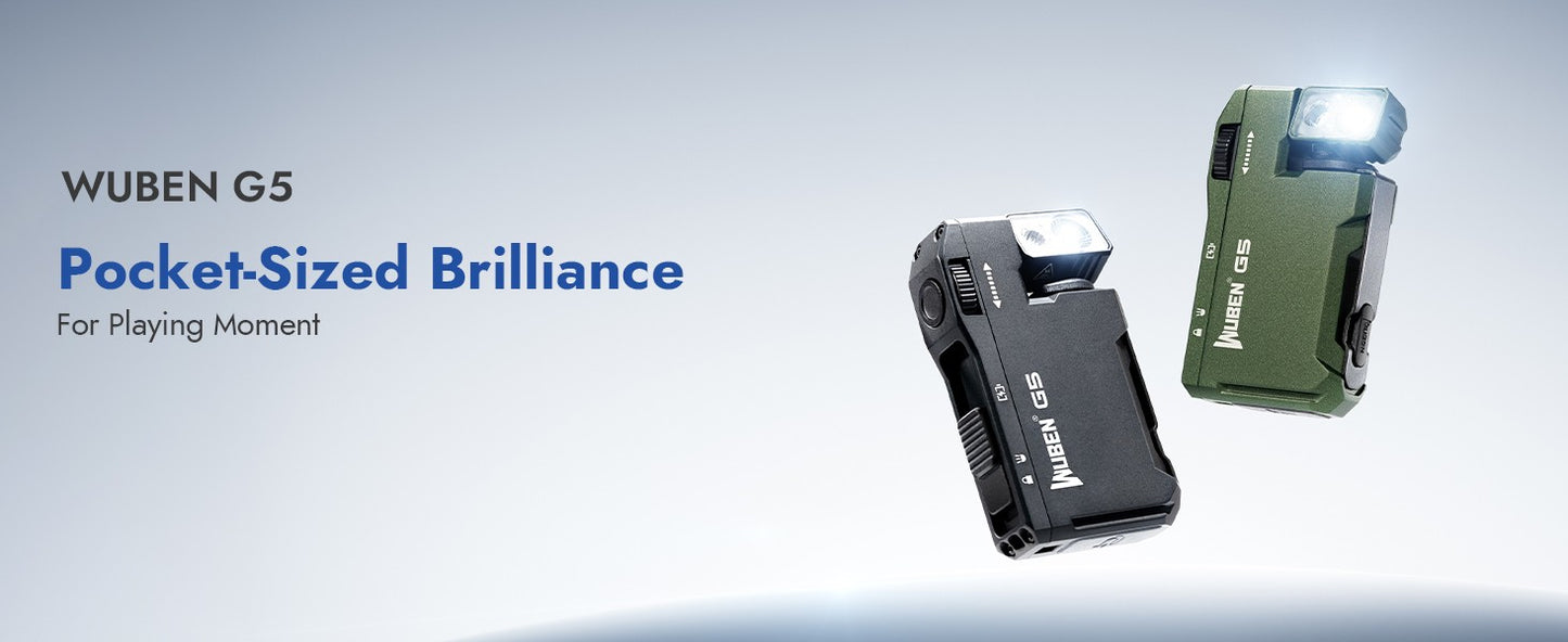 WUBEN G5 Rechargeable EDC Flashlight, 400 Lumens Dual Light Sources Mini Flashlight with RGB Light, Portable Pocket Flashlights