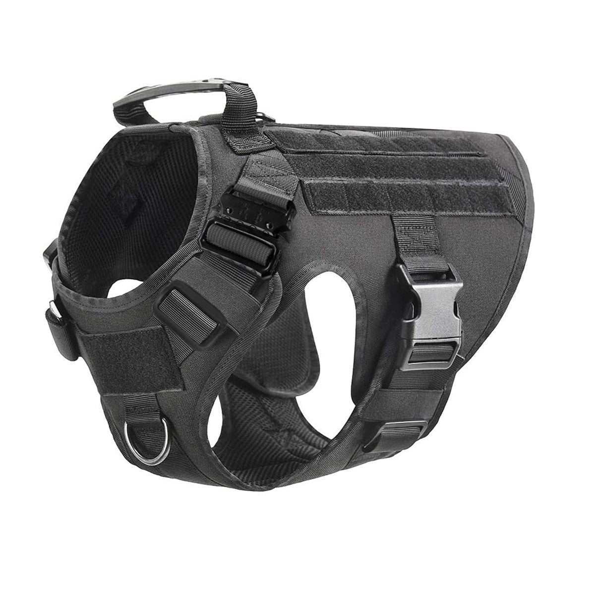 Coleira Peitoral Tática para Cães com Alça e Bolsas Molle para Cães de Porte Médio e Grande, Colete Militar de Treinamento para Pets, Coleira Ajustável para Cães de Serviço