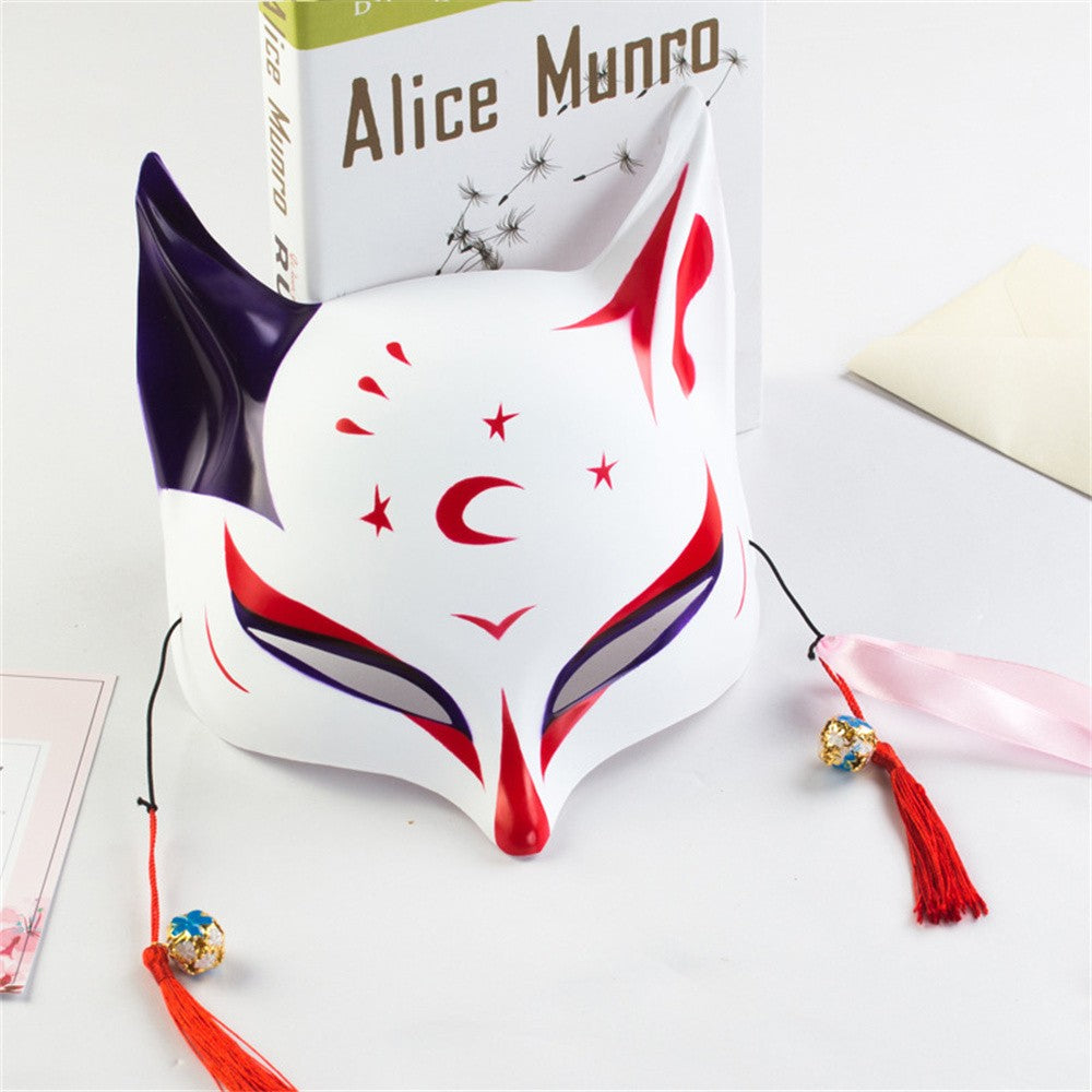 New Fashion Anime Fox Mask Hand-Painted Half Face Cat Mask With Tassels Bell Halloween Masquerade Party Festival Cosplay Gift