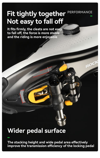 ROCKBROS Bicycle Pedals Lightweight Carbon Fiber Self-Locking Pedals With Cleats SPD Waterproof Sealed Bearing Road Bike Pedals