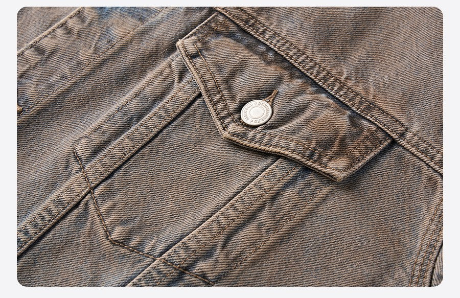 SIMWOOD 2025 Autumn New Oversize Washed Vintage Denim Jackets Men 12.5oz Plus Size Coats