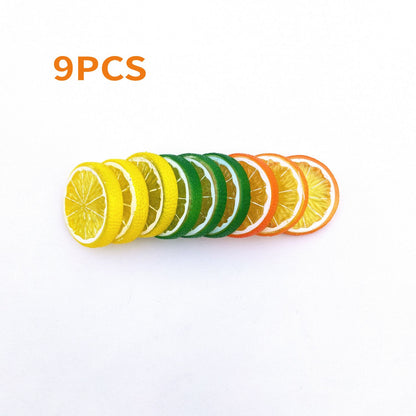 9 Pcs Mixed Color Artificial Lemon Slices, Vibrant Fake Citrus Cutouts, Party Table Scatter, Photo Booth Backdrop Accents, Summe