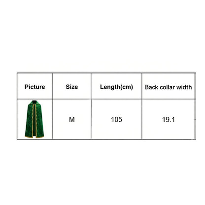 Medieval Royal Long Cape with Golden Lace Trim Floor Length Cloak Adult Men Women King Queen Halloween Cosplay Themed Party Cos