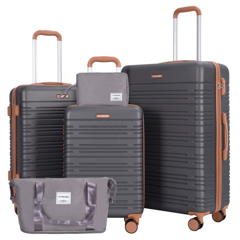 Conjuntos de Malas com 3 Peças e Rodas Duplas Giratórias, Conjunto de Malas de Viagem Rígidas em ABS com Trava TSA