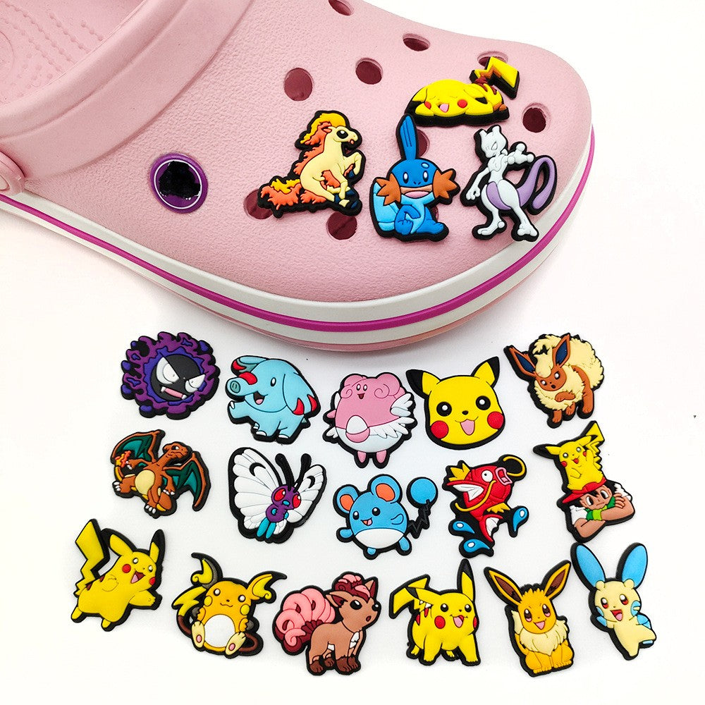 20/27/47pcs Set Cute Pikachu Charizard Figures Pokemon Hole Shoes Charms Diy Buckle Accessories Pvc Cartoon Decoration Gift