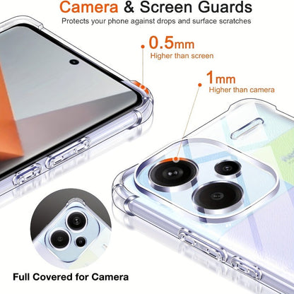 TPU Transparent Case For Redmi Note 15 14 13 Pro Plus Protective Cover Four Corners Shockproof Bumper Coque Fundas