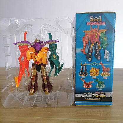 Transformando 5 Em 1 Robô Fera Animais Montagem Transformação Dinozord Deformação Brinquedo Dinossauro Rangers Megazord Boneco De Ação