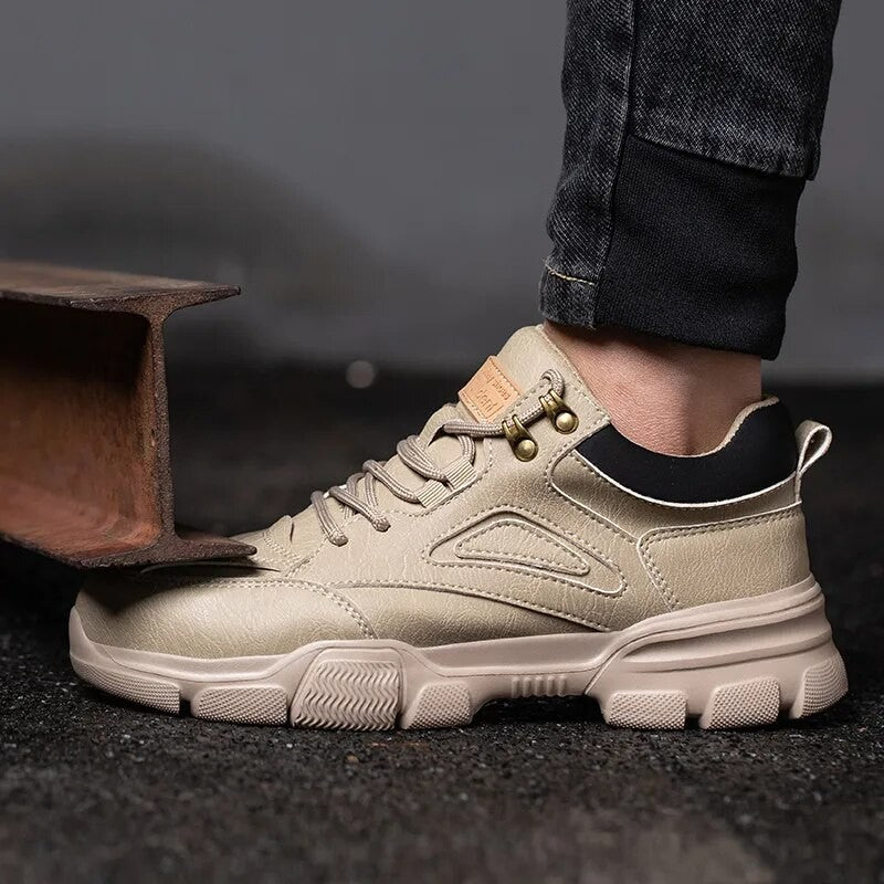 Sapatos de Segurança Masculinos de Alta Qualidade com Fivela Rotativa de Arame de Aço, Tênis de Trabalho Indestrutíveis, Antiesmagamento, Antiperfuração
