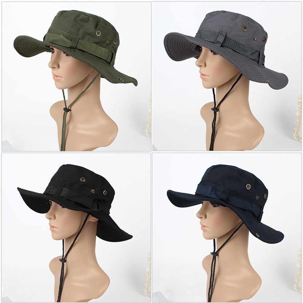 Men Fishing Wide Brim Neck Flap Cover Sun Bucket Hat Hiking Cap Summer Hiking Fisherman Caps