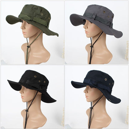 Men Fishing Wide Brim Neck Flap Cover Sun Bucket Hat Hiking Cap Summer Hiking Fisherman Caps
