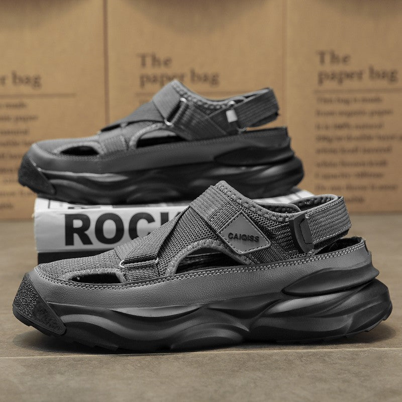 Men's Sandals Summer Platform Slippers Non-Slip Beach Pool Sandals Mesh Hole Men's Garden Shoes Flip Flop Outdoor Water Shoes