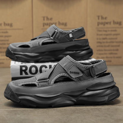 Men's Sandals Summer Platform Slippers Non-Slip Beach Pool Sandals Mesh Hole Men's Garden Shoes Flip Flop Outdoor Water Shoes