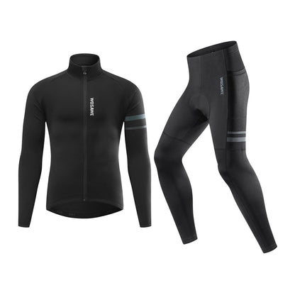 WOSAWE Men's Cycling Jersey Set Winter Fleece Cycling Jacket Pants Warm Long-sleeved Suit Bike Bicycle Jacket Riding Suit