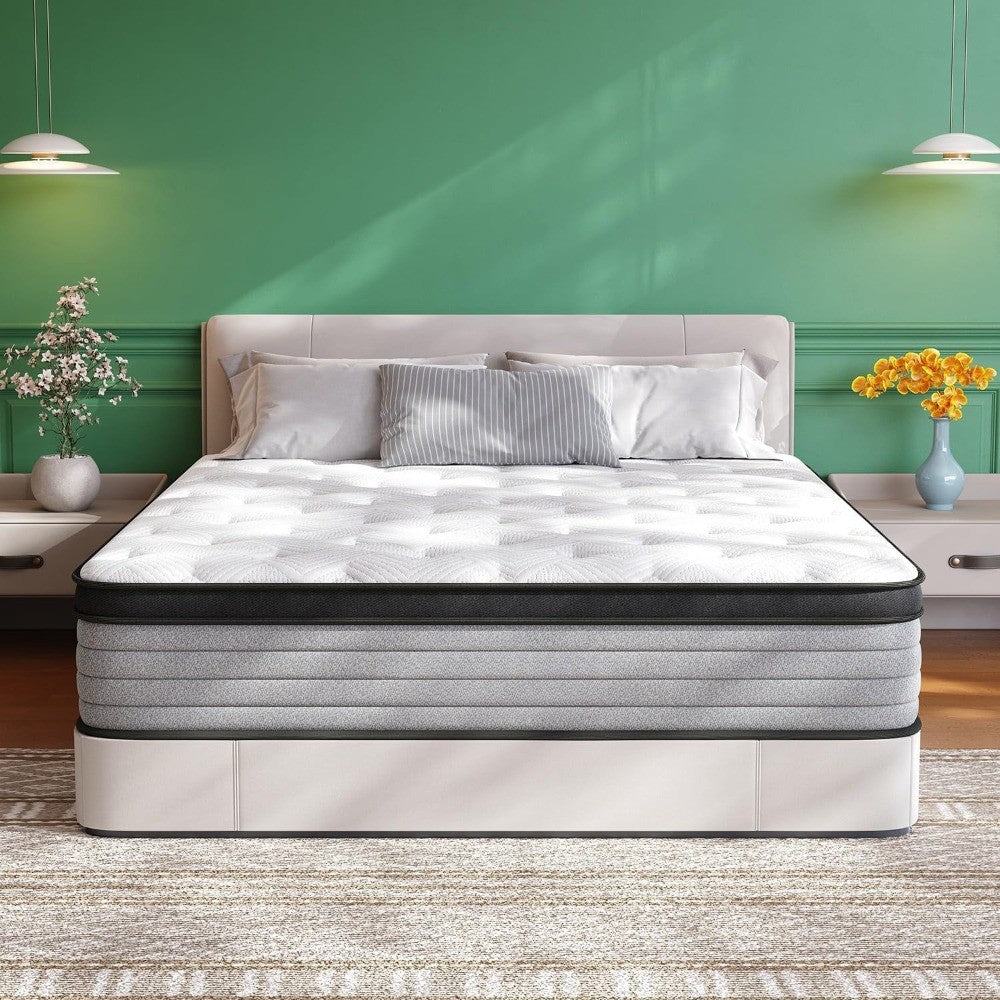 Colchão Queen, Colchão Híbrido de 30cm com Espuma de Memória e Molas Ensacadas Individualmente, Colchão Queen Size na Caixa, Firme Médio