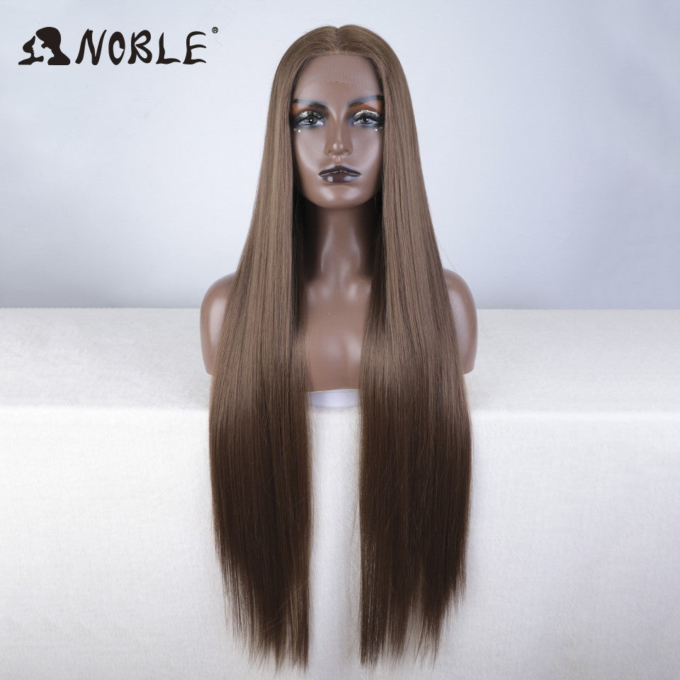 Perucas Noble Cosplay Para Mulheres Negras Perucas Sintéticas Lisas de Renda de 38 Polegadas Peruca Loira Ombre de Renda Peruca Sintética Loira de Renda Cosplay