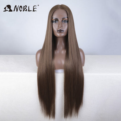 Perucas Noble Cosplay Para Mulheres Negras Perucas Sintéticas Lisas de Renda de 38 Polegadas Peruca Loira Ombre de Renda Peruca Sintética Loira de Renda Cosplay