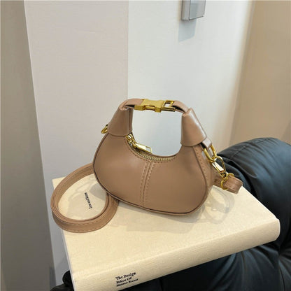 Simple Y2K Pu Leather Handbag Solid Color Minimalist Style Crossbody Bag Coin Purses Half-moon Crescent Bag Ladies