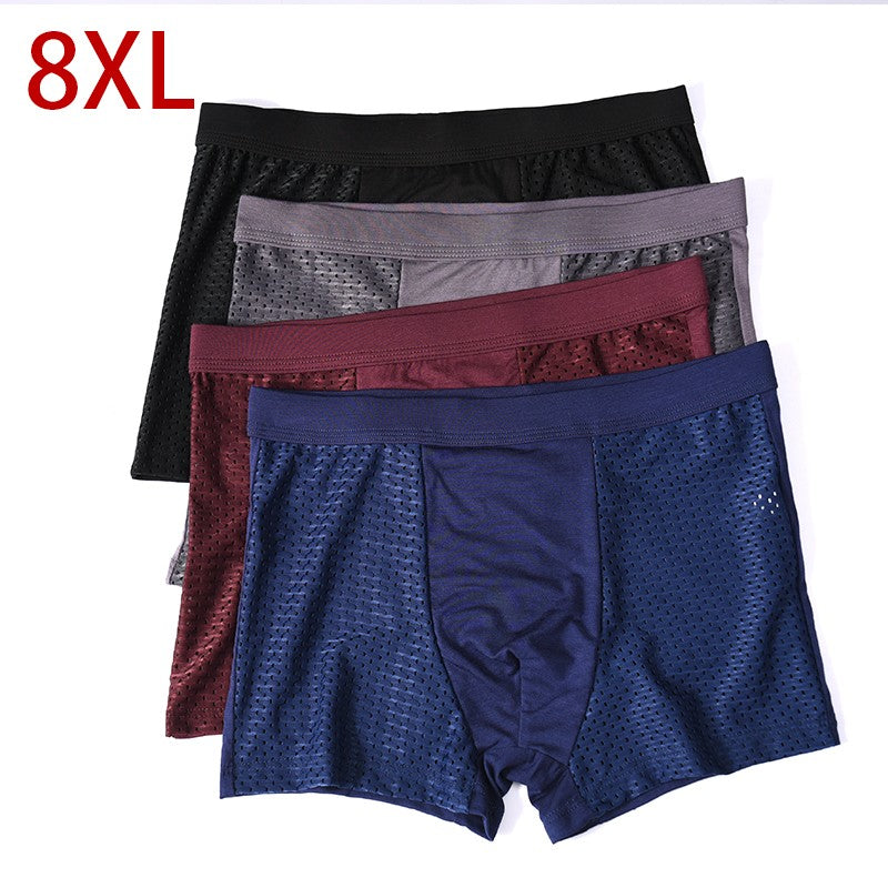 L-8XL Plus Banboo Fiber Men Underwear Male boxer Solid Panties Shorts Men's  Underpants Breathable Intimate Man boxers 4pcs