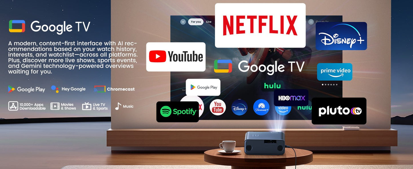WIMIUS 1200 ANSI Projetor 4K Full HD 1080P Google TV Game Beam Mini Projetores para Filmes Home Theater WiFi BT5.2 Laser Beamer