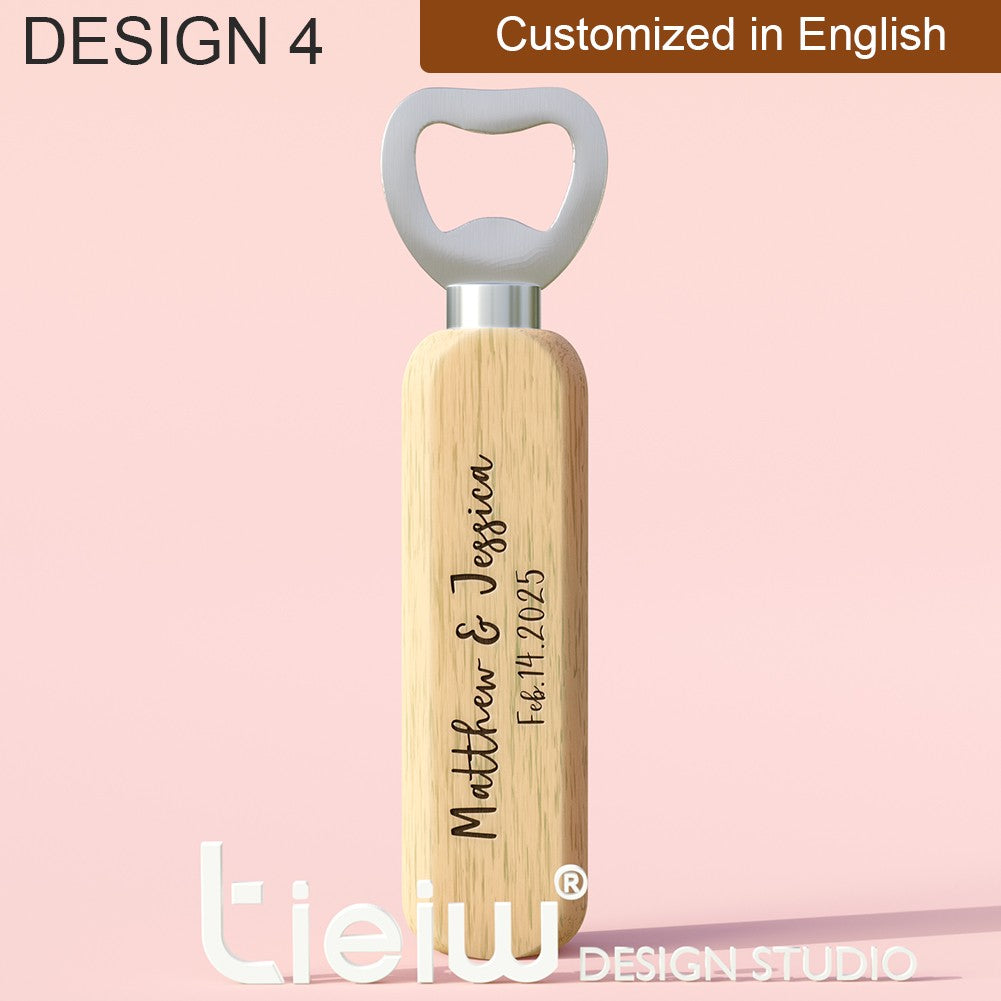 12PCS Custom Wedding Gift Bottle Opener Wedding Favors for Guests Personalized Wooden Opener as Gift for Wedding Decoration