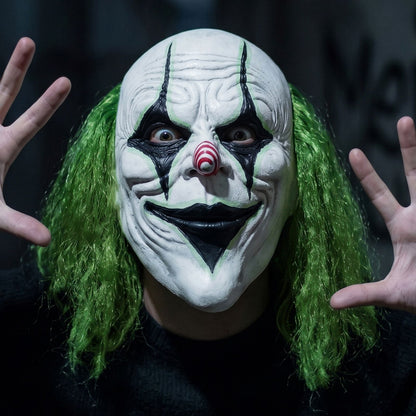 Horror Clown Mask Cosplay Prop Latex Mask, Carnival Novelty Mask, Suitable for Themed Parties, Prank Costumes, Halloween Dance Performances, Etc