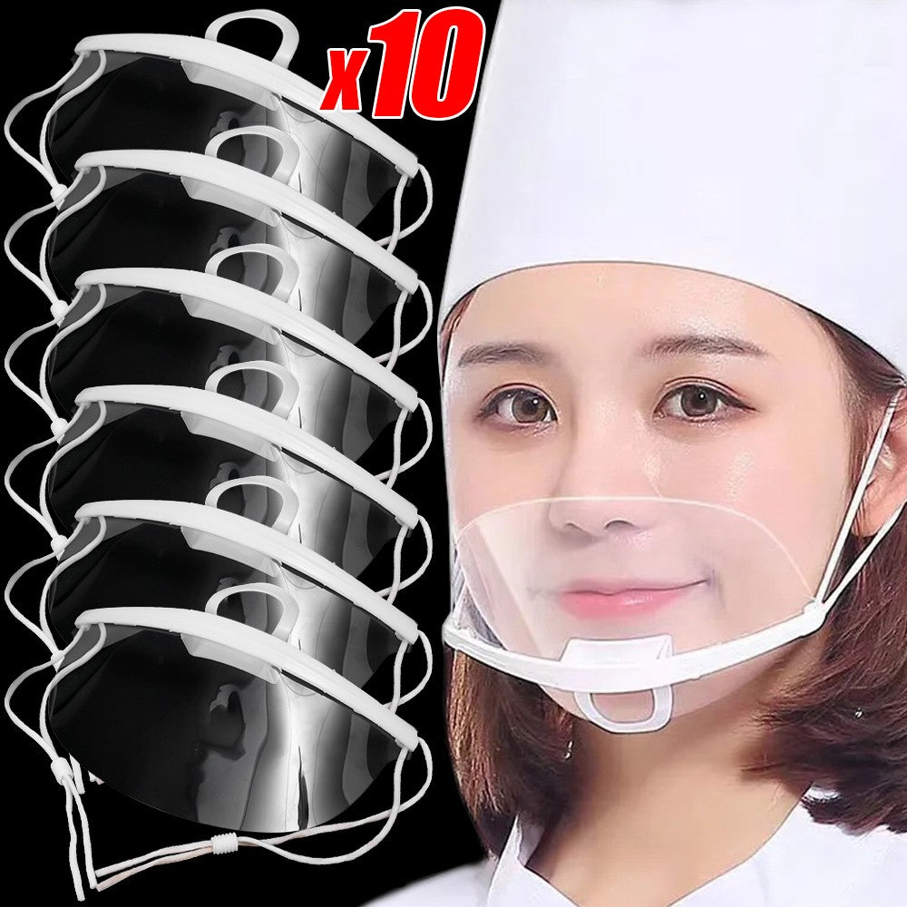 10/5/1x Plastic Clear Mask Shield Anti-Fog Reusable Restaurant Food Handlers Beauty Chef Waiter Protective Mask Open Face Guard
