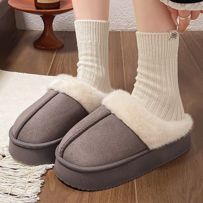 Women's Ankle Snow Boots Winter Fashion Home Platform Low Top Slippers Living Room Rug Shoes Women's Outdoor Warm Non Slip Boots
