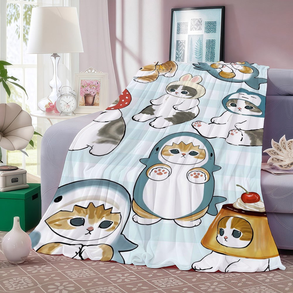 Cartoon cute M-MoFusand Blanket For Sofa Office Bed Plane Travel Sleep Read Relax Camping Soft And Warm