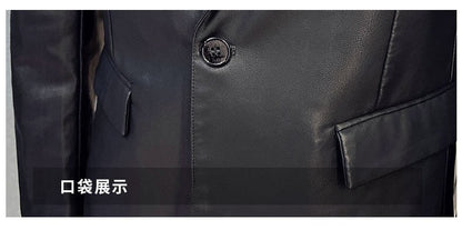Fashion Men's Casual Leather Dress Suit Coat Male Fashion Business Casual Pu Blazers Jacket Casual Blazer Jackets Man Outerwear