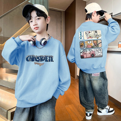 Autumn Baby Boy Clothes Street Graffiti Print Casual Sports Sweatshirts Long Sleeve Children Top Korean Children's Clothes 2025