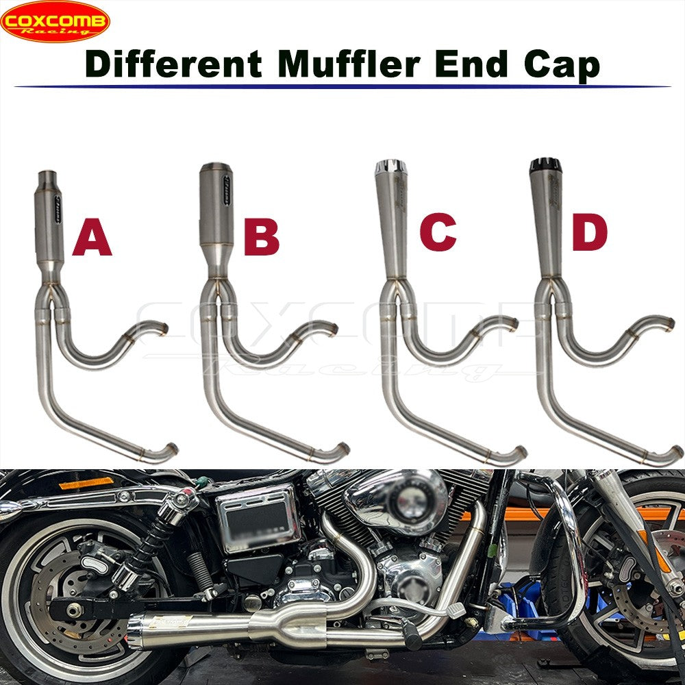Slip On Exhaust Muffler System Motorcycle Complete Exhaust Pipe For Harley Dyna Street Bob FXDB FXDBB FXDBP FXDBI Limited FXDBC