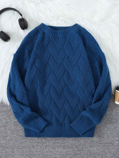 New\Japanese Style Round Neck Couple Sweater Plain Weave Style Casual Versatile Trendyy Men's Long-Sleeved Sweater Top
