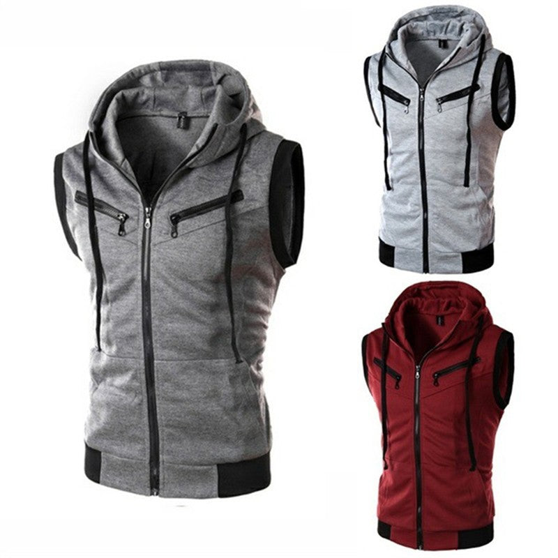 2023 New Fashion Zipper Cardigan Sweater Mens Sleeveless Hooded Vest Jacket Plus Size S-4XL Streetwear Vest Hoodies