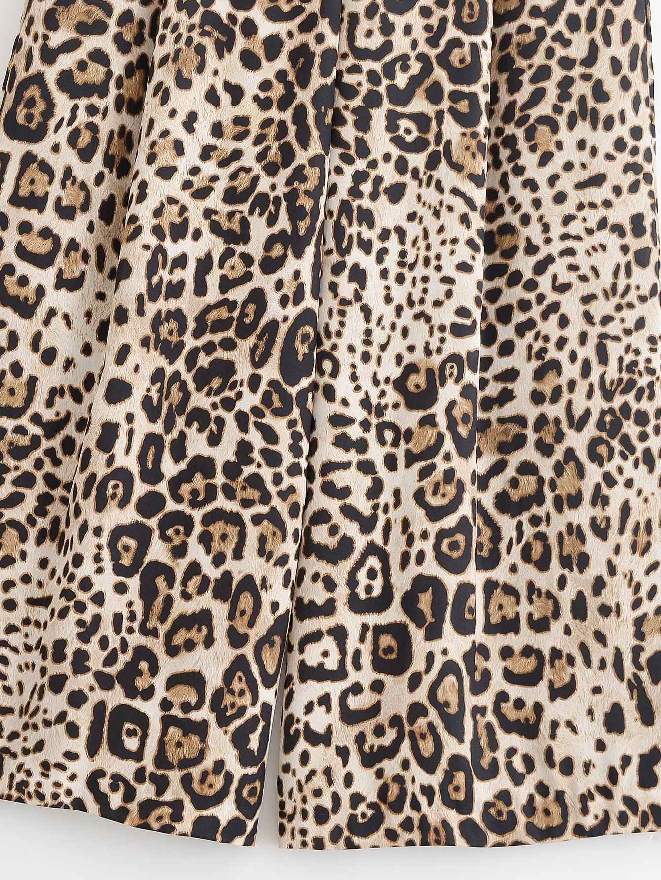 UNIZERA Leopard Satin with Belt High Waisted Trousers Wide Leg Pants Women's Clothing 2025 Summer New Arrivals Casual Pants