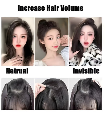 Aplique de Cabelo Sintético Liso Curto Invisível para Cobertura da Parte Superior da Cabeça Feminino