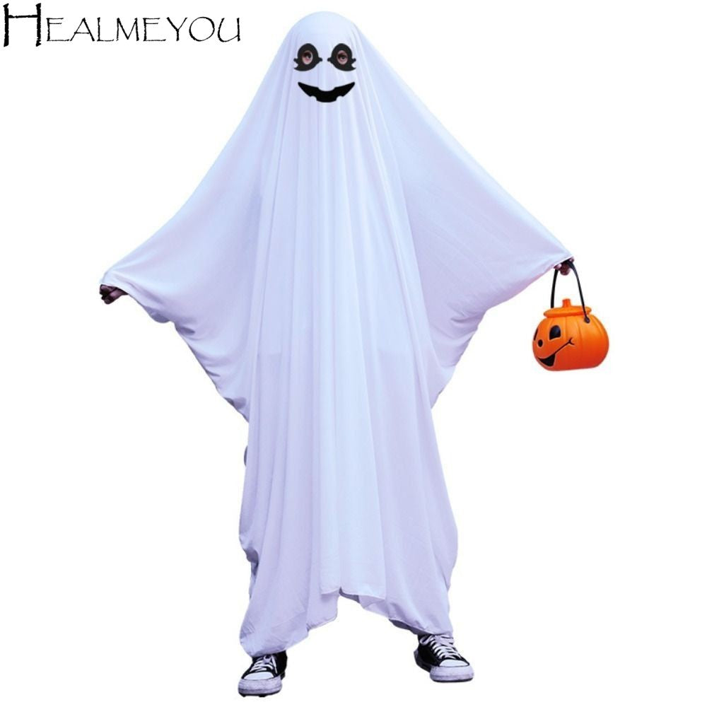 Hooded Halloween Cloak Cape Fright Clothes Smile Face Ghost Poncho Robe Funny Cosplay Black Eye Ghost Cosplay Costume