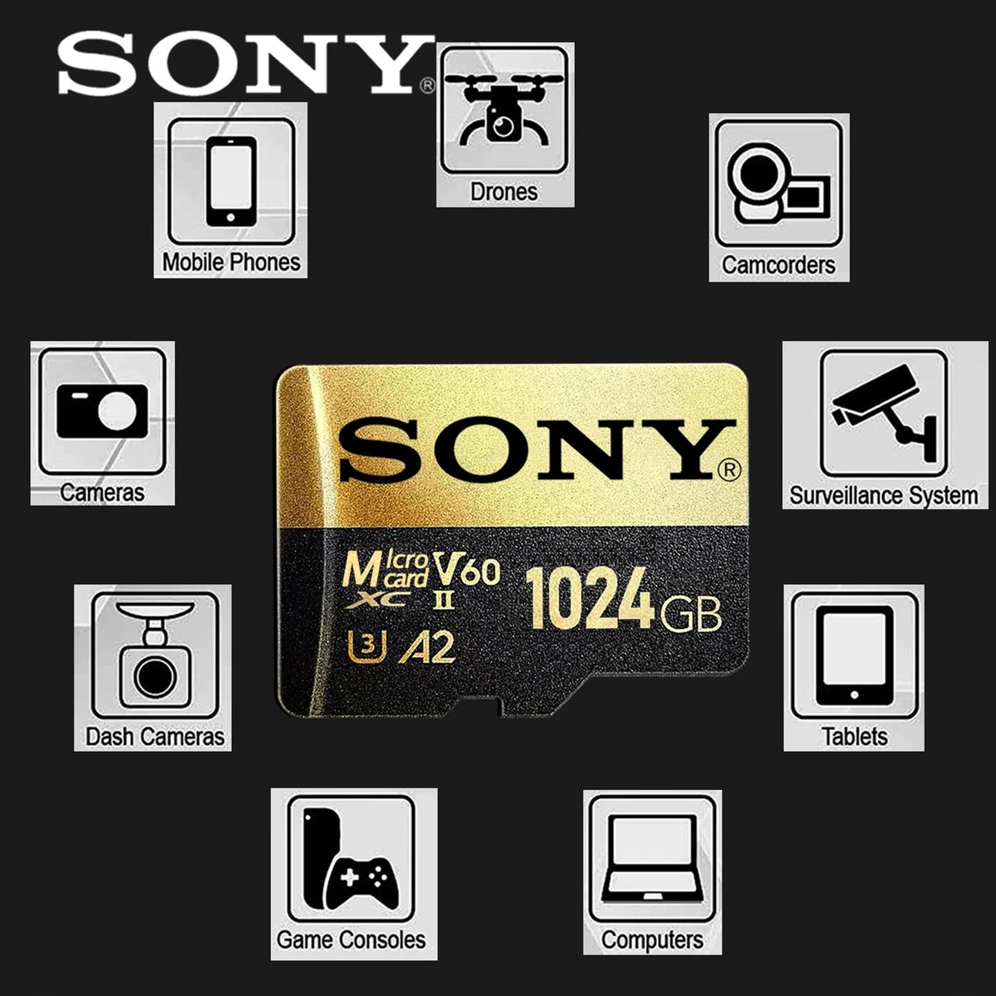 SONY Memory Card Original 1TB Class 10 V60 TF Card Mini SD Card 512GB 256GB A2 U3 Micro High Speed TF Card Dropshipping