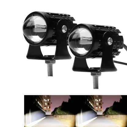 Farol LED Universal para Motocicleta Lente Projetora Duas Cores ATV Scooter Lâmpada de Condução Luz de Neblina Lâmpada Auxiliar Holofote Interruptor