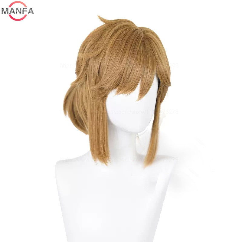 Peruca de Cosplay Link de Alta Qualidade Peruca Loiro Marrom Cosplay Anime Perucas Sintéticas Resistentes ao Calor Perucas de Halloween