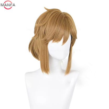 Peruca de Cosplay Link de Alta Qualidade Peruca Loiro Marrom Cosplay Anime Perucas Sintéticas Resistentes ao Calor Perucas de Halloween