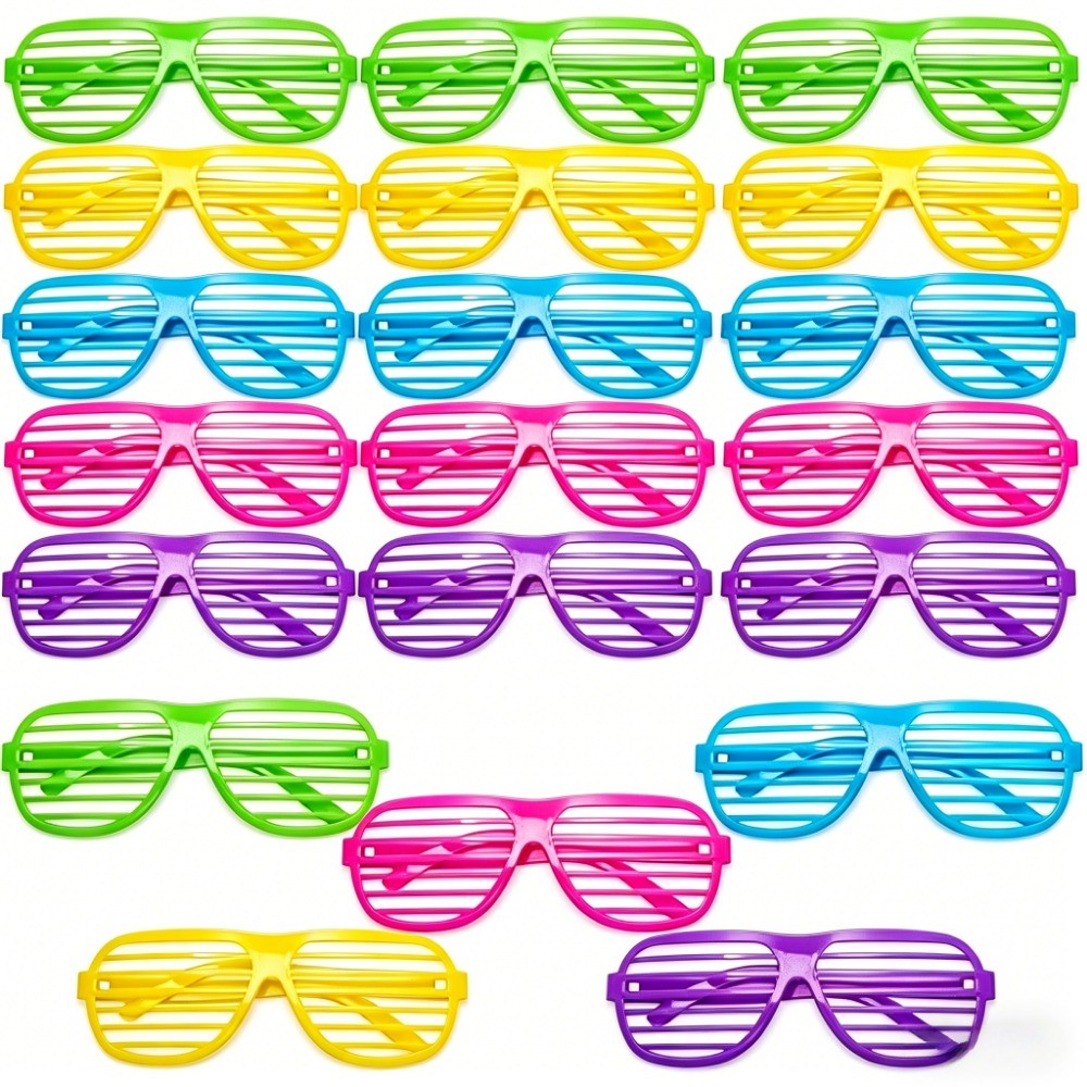 10 Pairs Shutter Shades Glasses Neon Slotted Glasses 80s Accessories Eyewear Props Party Decoration