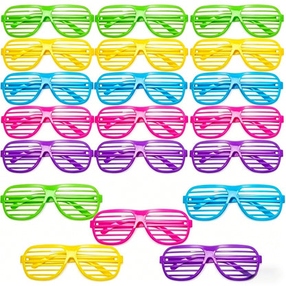 10 Pairs Shutter Shades Glasses Neon Slotted Glasses 80s Accessories Eyewear Props Party Decoration
