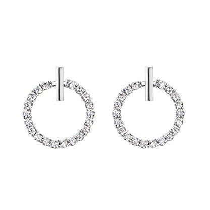 LByzHan Frete Grátis Moda 925 Prata Esterlina Cristal Strass Geométrico Redondo Brincos Para Mulheres Belas Joias