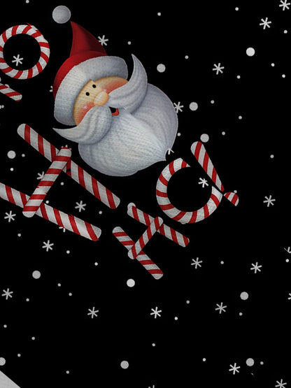 2025 New Snowman & Christmas Print Short Sleeve Dress Black with White Snowflakes & Red Hats Women's A-Line Dress Party Outfit