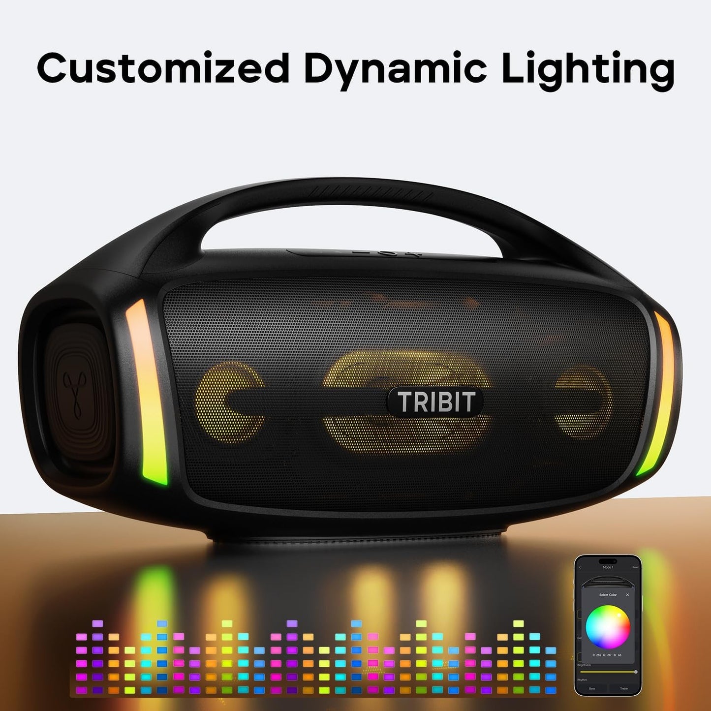Caixa de Som Bluetooth TRIBIT StormBox Blast 2, Potência de 200W com Subwoofer, Alto-falante de Festa Externo IP67, 30 Horas de Reprodução, LED, Entrada para Microfone