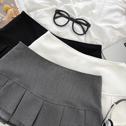 Low Waist Mini Skirt Y2K Black Low Rise Pleated Skort with Bulit-in Shorts Micro Miniskirt Women Teenage Girls Sweet Outfit