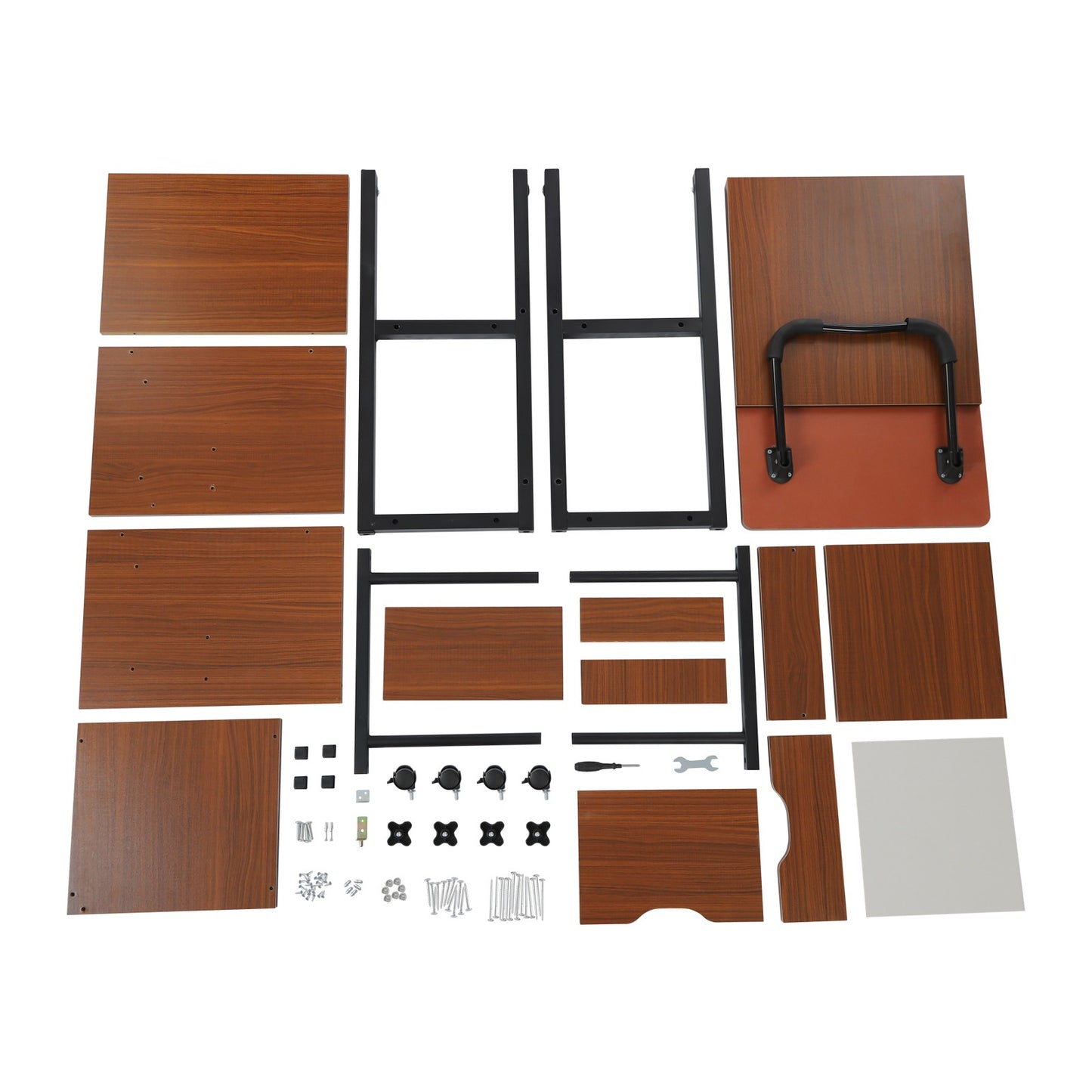 Foldable Laptop Desk with Wheels Height Adjustable Bedside Computer Table Portable Bedroom Office Table