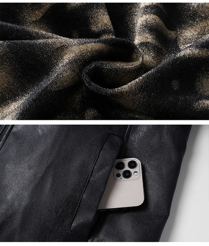 Autumn Thin Velvet Leather Jacket Men 2025 New  Coat Men's Top Windproof Leisure Mens Streetwear Zipper Retro Moto Biker jackets