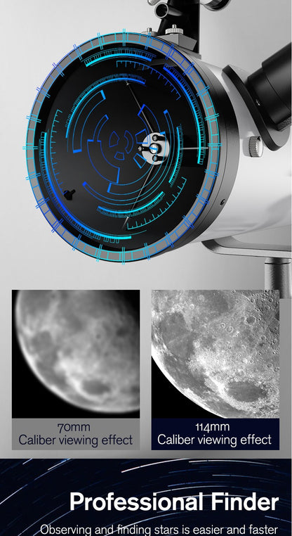 Telescópio Profissional Astronômico 875X F70076 Monocular 114MM de Grande Abertura 76700 para Observação de Estrelas, Pássaros, Lua e Filtro Solar